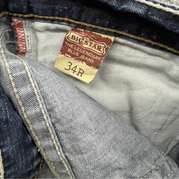 Big Star Men Jeans 34R Slim Straight Dark Wash Denim Western (35x30) - Picture 5 of 16